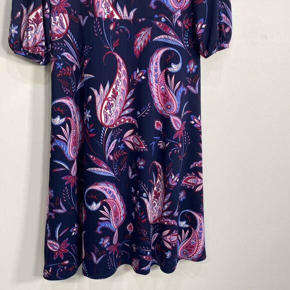 Talbots Jersey Knit Paisley Dress 14 Fit & Flare - Picture 5 of 12